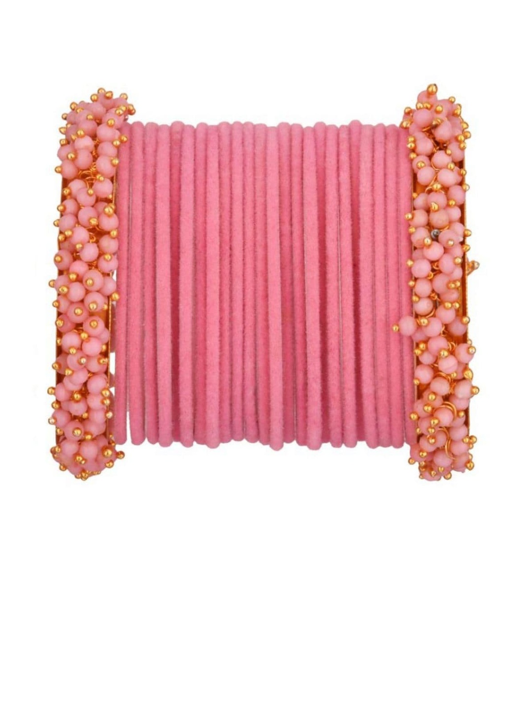 

Efulgenz Set of 26 Pink Beaded Velvet Bangle