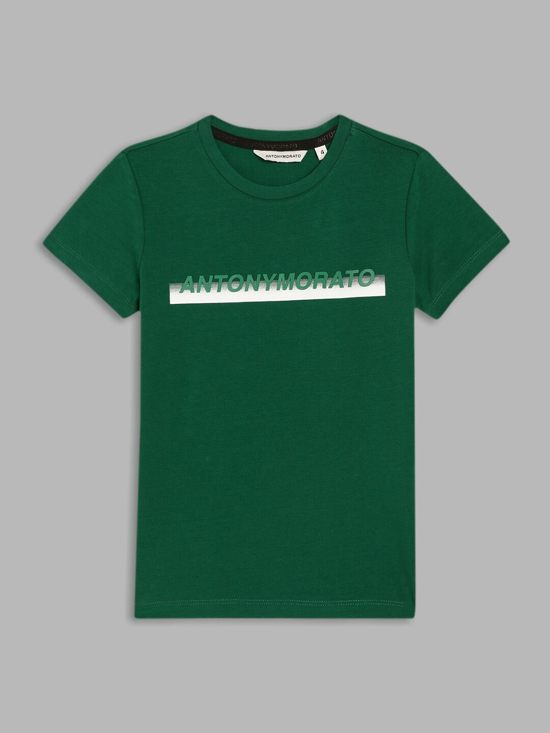 

Antony Morato Boys Green Brand Logo Printed T-shirt