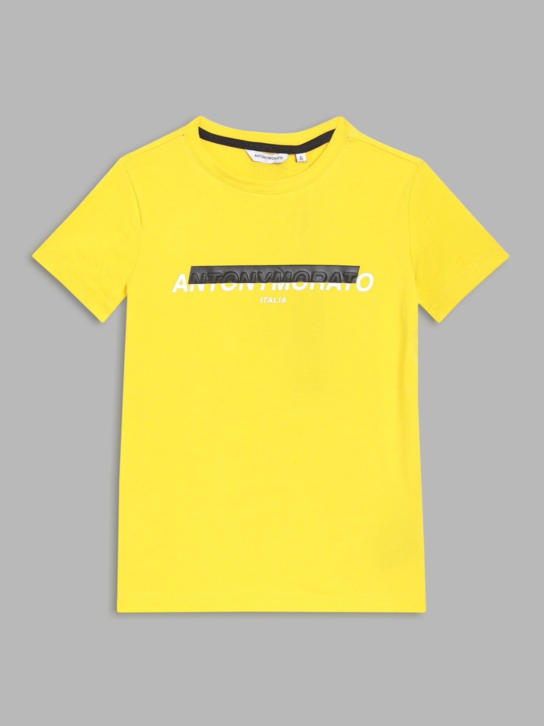 

Antony Morato Boys Yellow Typography Printed T-shirt