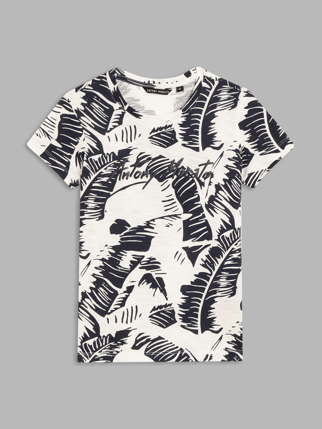 

Antony Morato Boys White & Black Printed Tropical T-shirt
