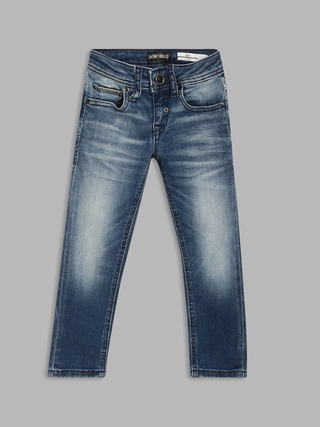 

Antony Morato Boys Blue Tapered Fit Heavy Fade Jeans