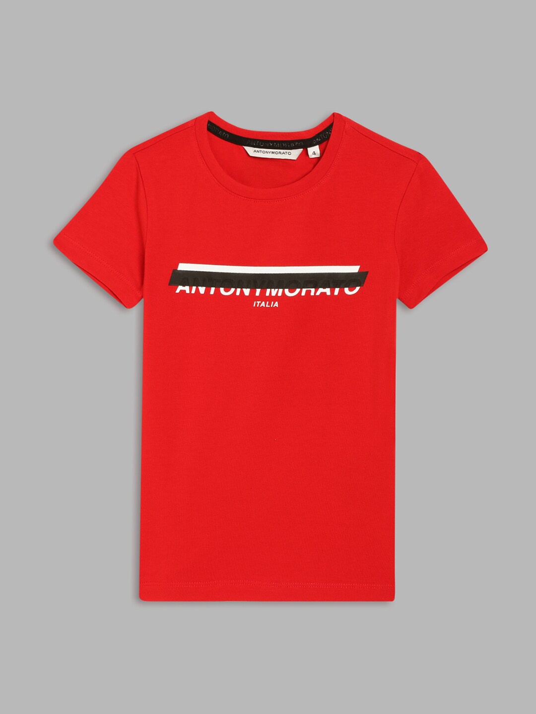 

Antony Morato Boys Red Typography Printed T-shirt