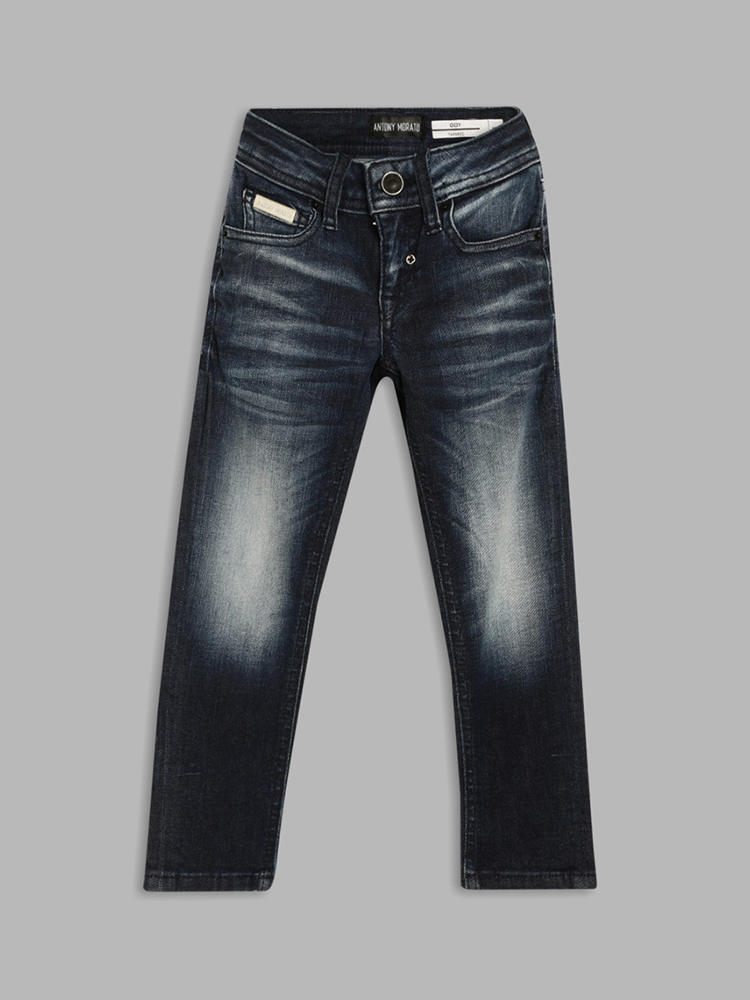 

Antony Morato Boys Blue Tapered Fit Mildly Distressed Heavy Fade Jeans