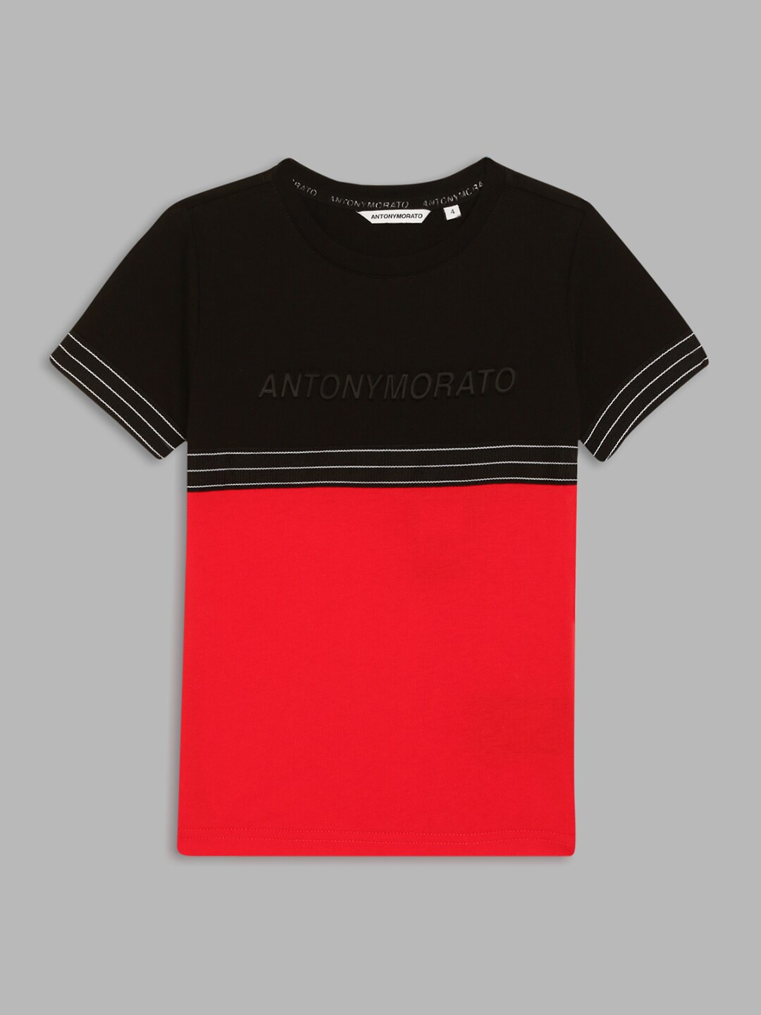 

Antony Morato Boys Black & Red Colourblocked Cotton T-shirt
