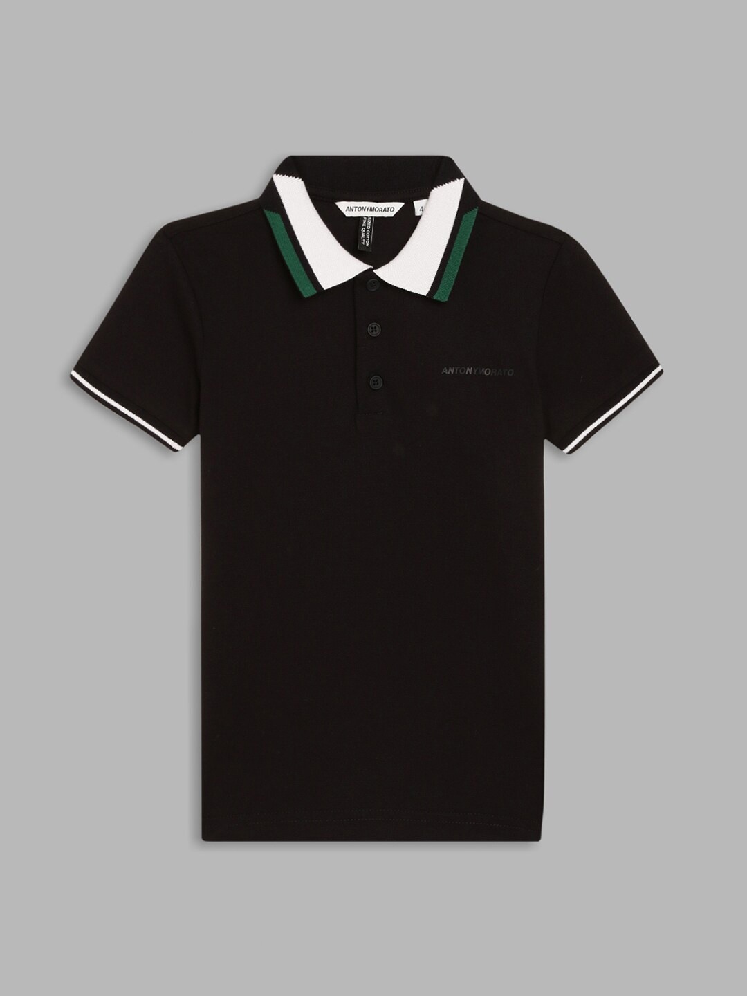 

Antony Morato Boys Black Pure Cotton Polo Collar T-shirt