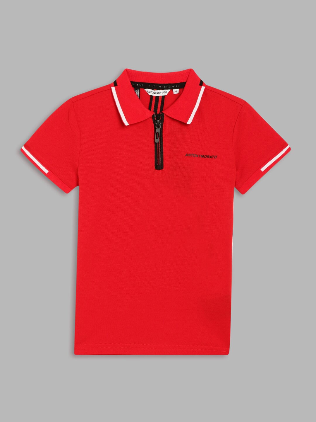 

Antony Morato Boys Red Polo Collar Cotton T-shirt