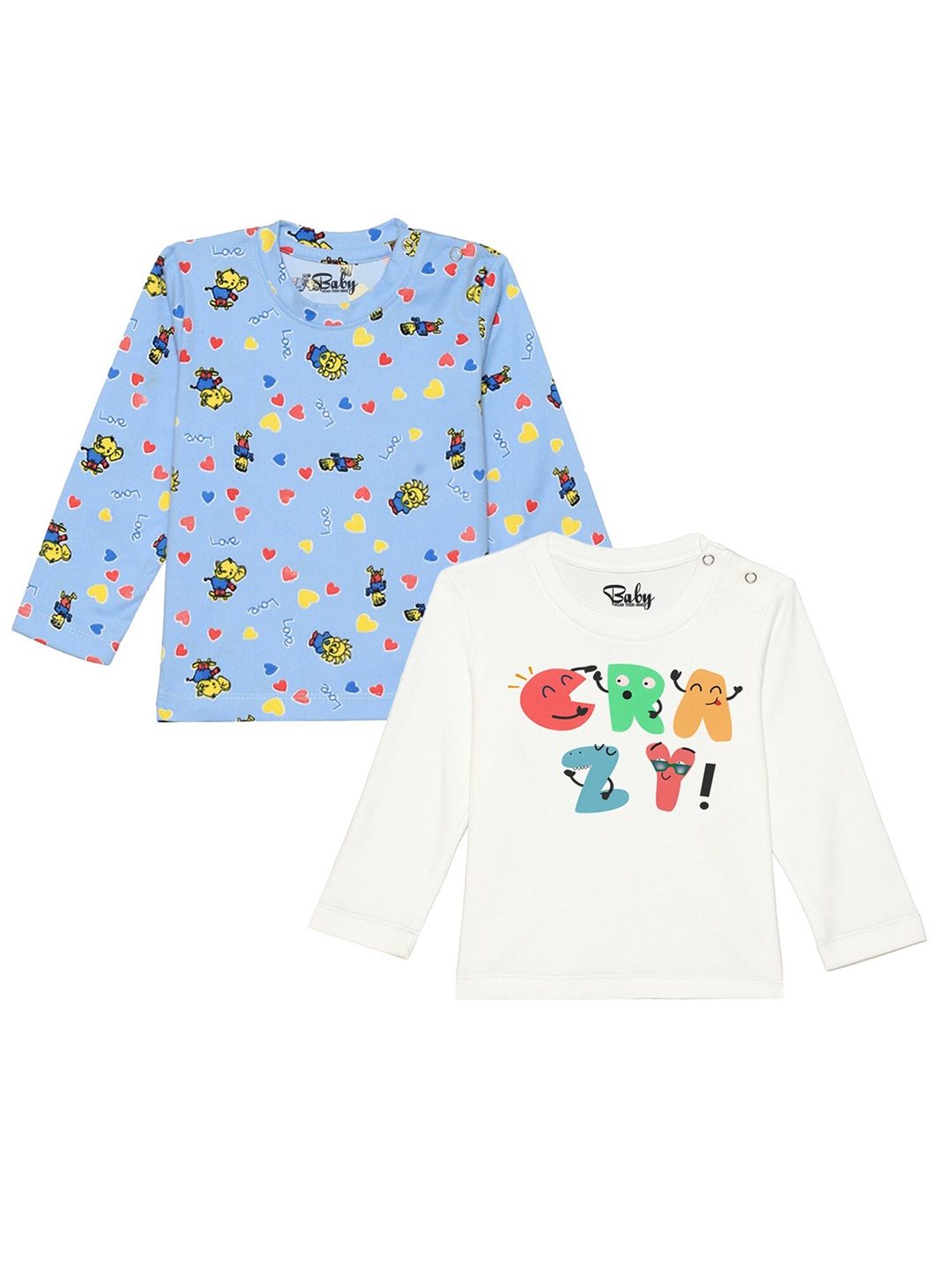 

Wear Your Mind Infants Boys Set Of 2 Blue & White Printed T-shirt
