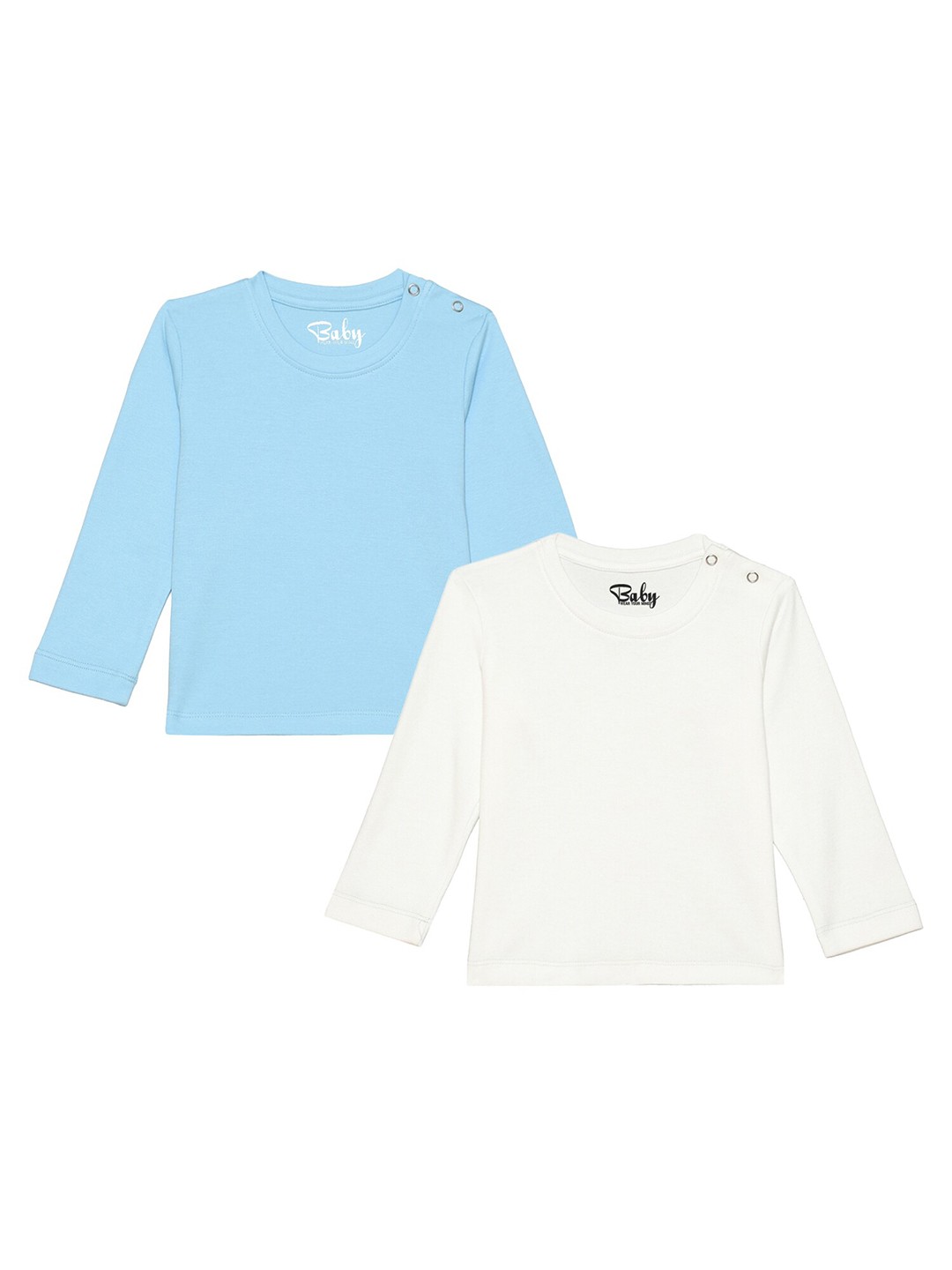 

Wear Your Mind Infants Boys Set Of 2 Blue & Off White Solid T-shirt