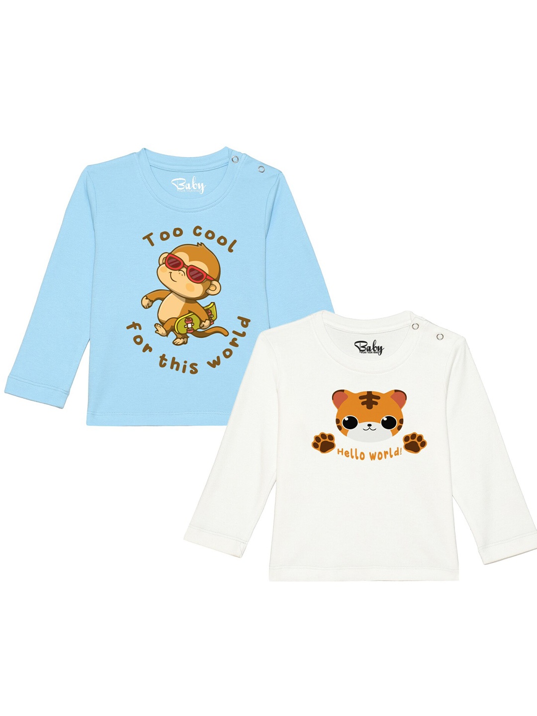 

Wear Your Mind Infants Boys Set Of 2 Blue & Off White Printed T-shirt