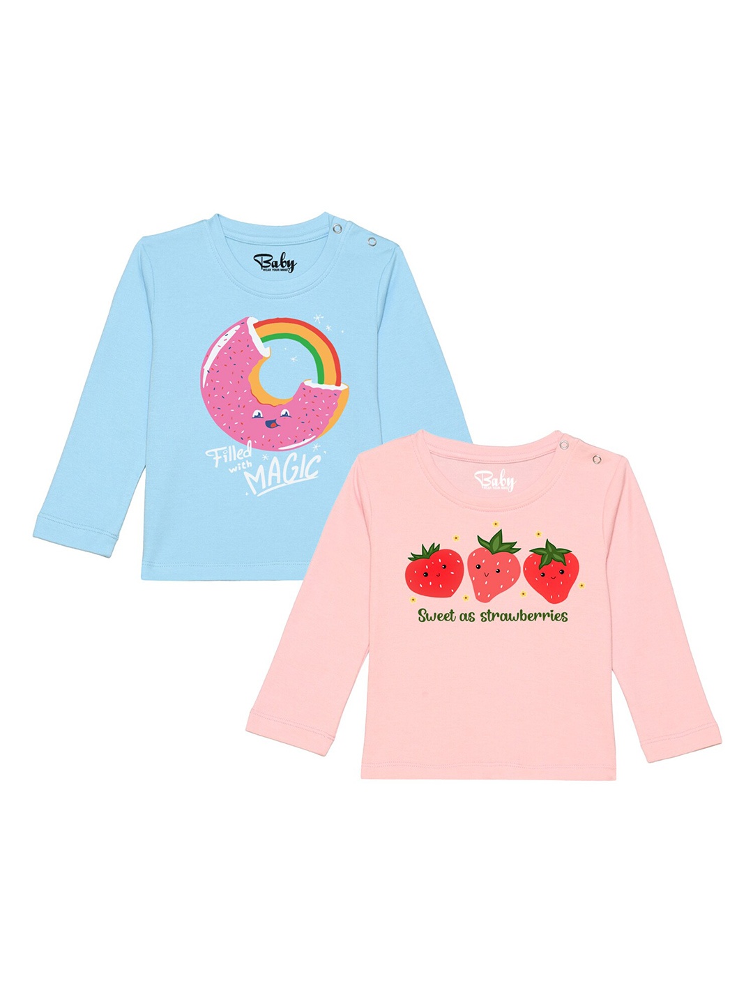 

Wear Your Mind Infants Girls Set Of 2 Blue & Pink Printed T-shirt