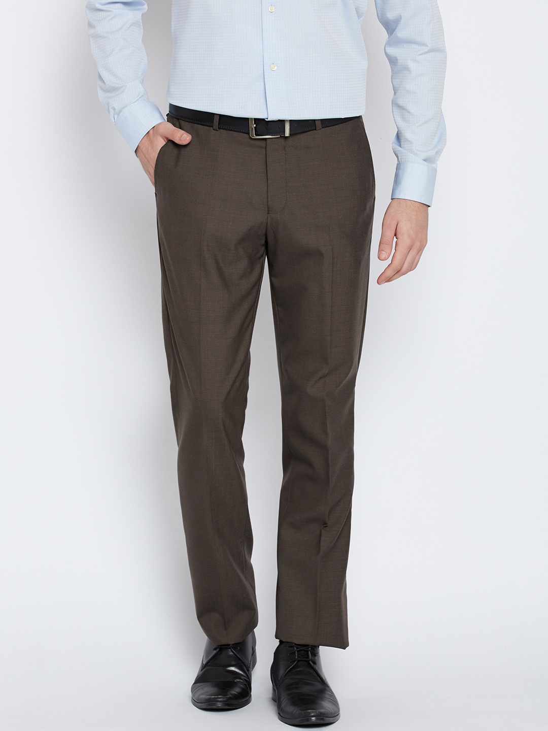 

Blackberrys Men Brown B-97 Regular Fit Solid Formal Trousers