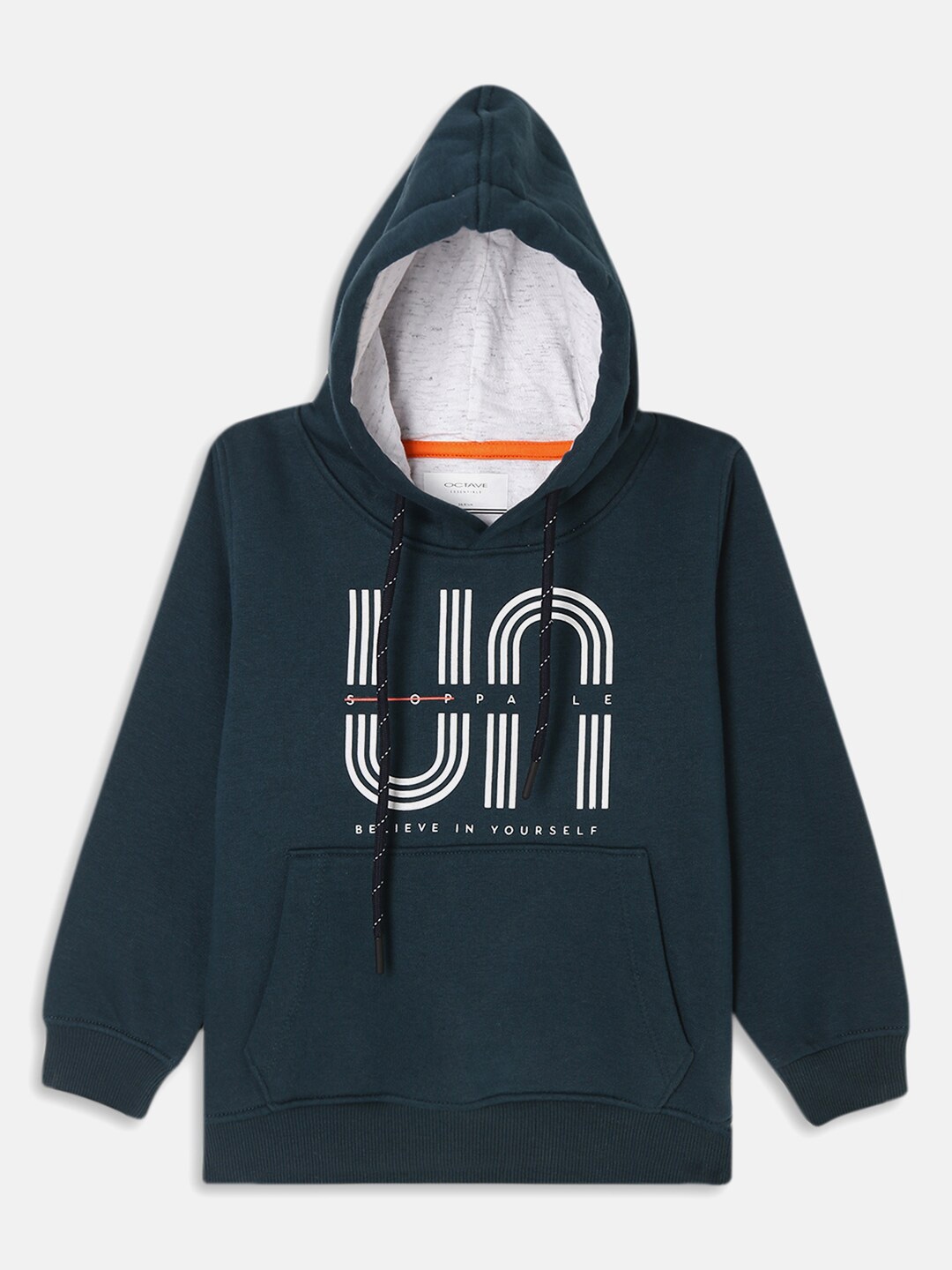 

Octave Boys Teal Printed Hooded Fleece Sweatshirt