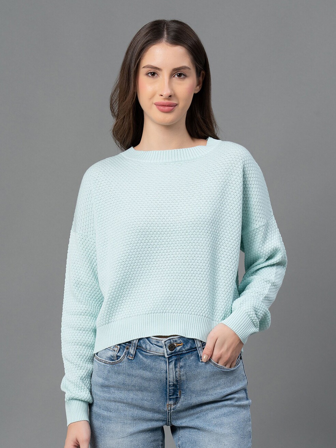 

Mode by Red Tape Women Green Cable Knit Sweater