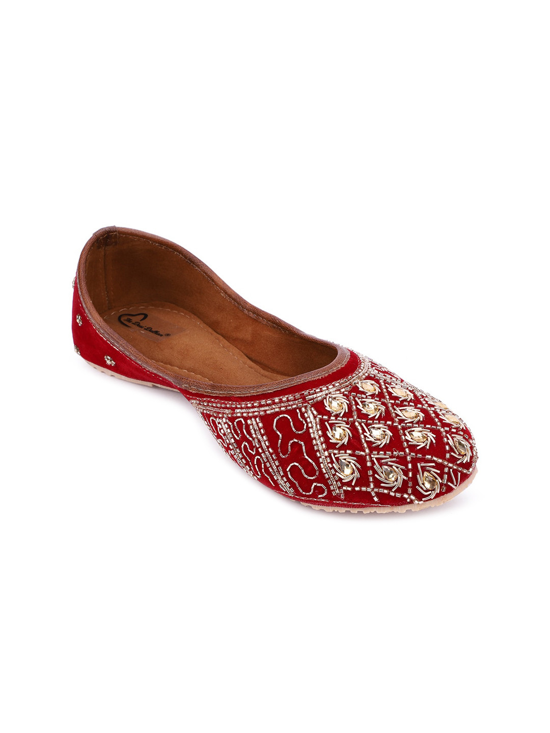 

The Desi Dulhan Women Maroon Embellished Ethnic Ballerinas Flats