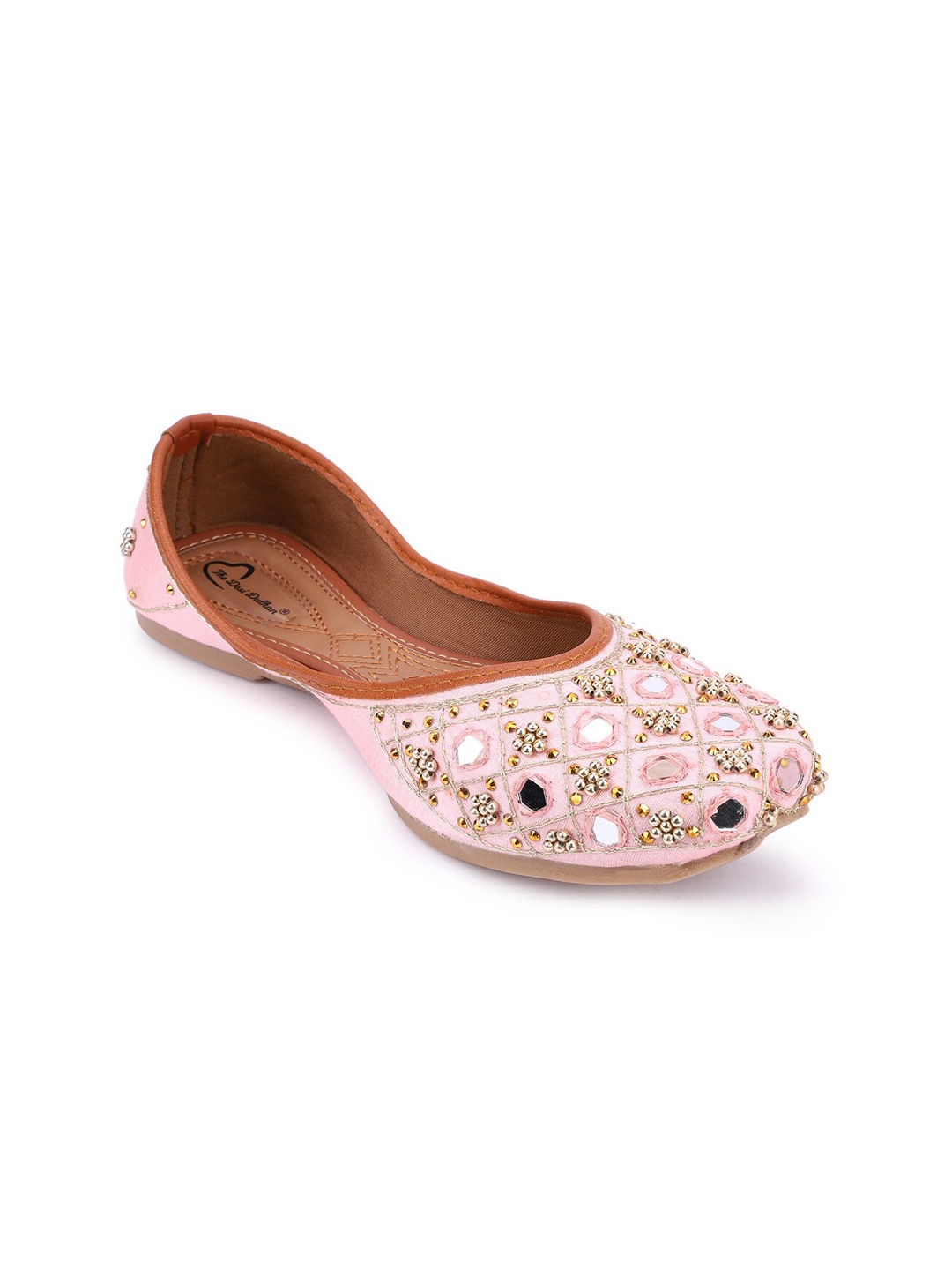 

The Desi Dulhan Women Pink Embellished Ethnic Ballerinas Flats