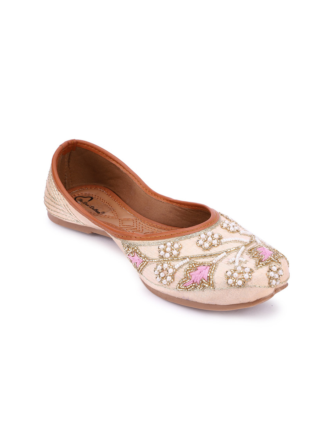 

The Desi Dulhan Women Peach Ethnic Embellished Mojaris Flats