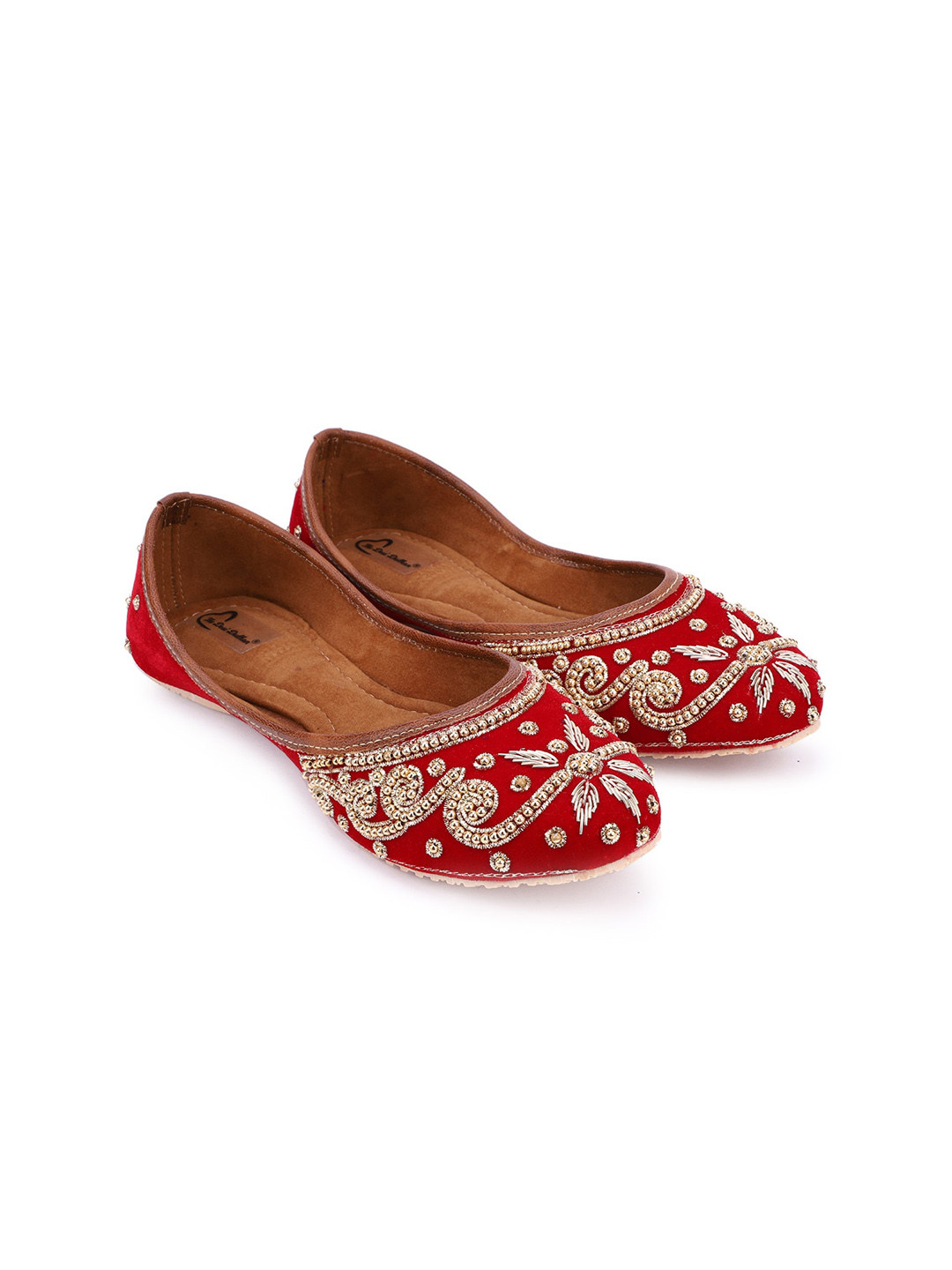 

The Desi Dulhan Women Red Embellished Ethnic Ballerinas Flats