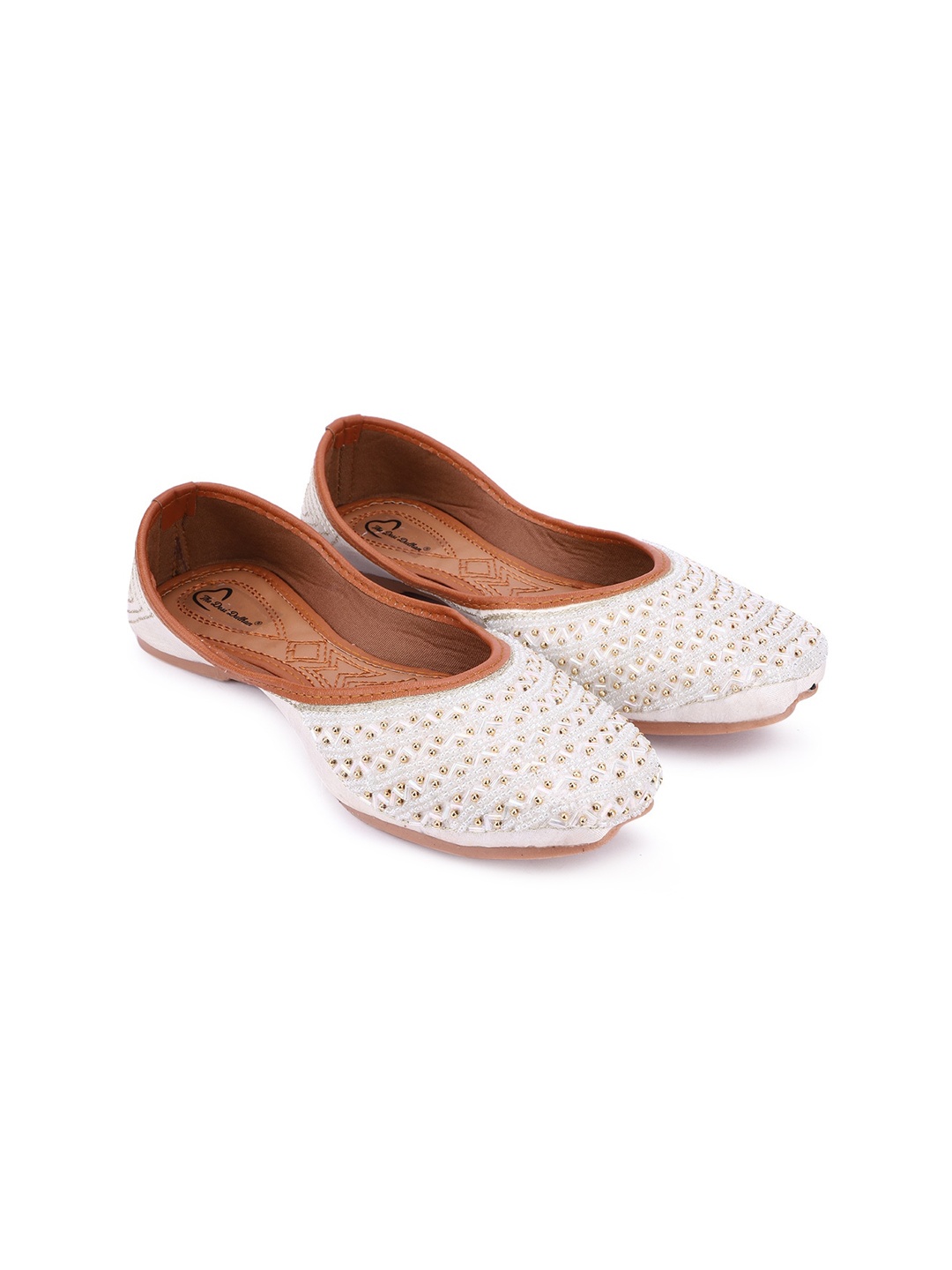 

The Desi Dulhan Women White Ethnic Ballerinas Flats