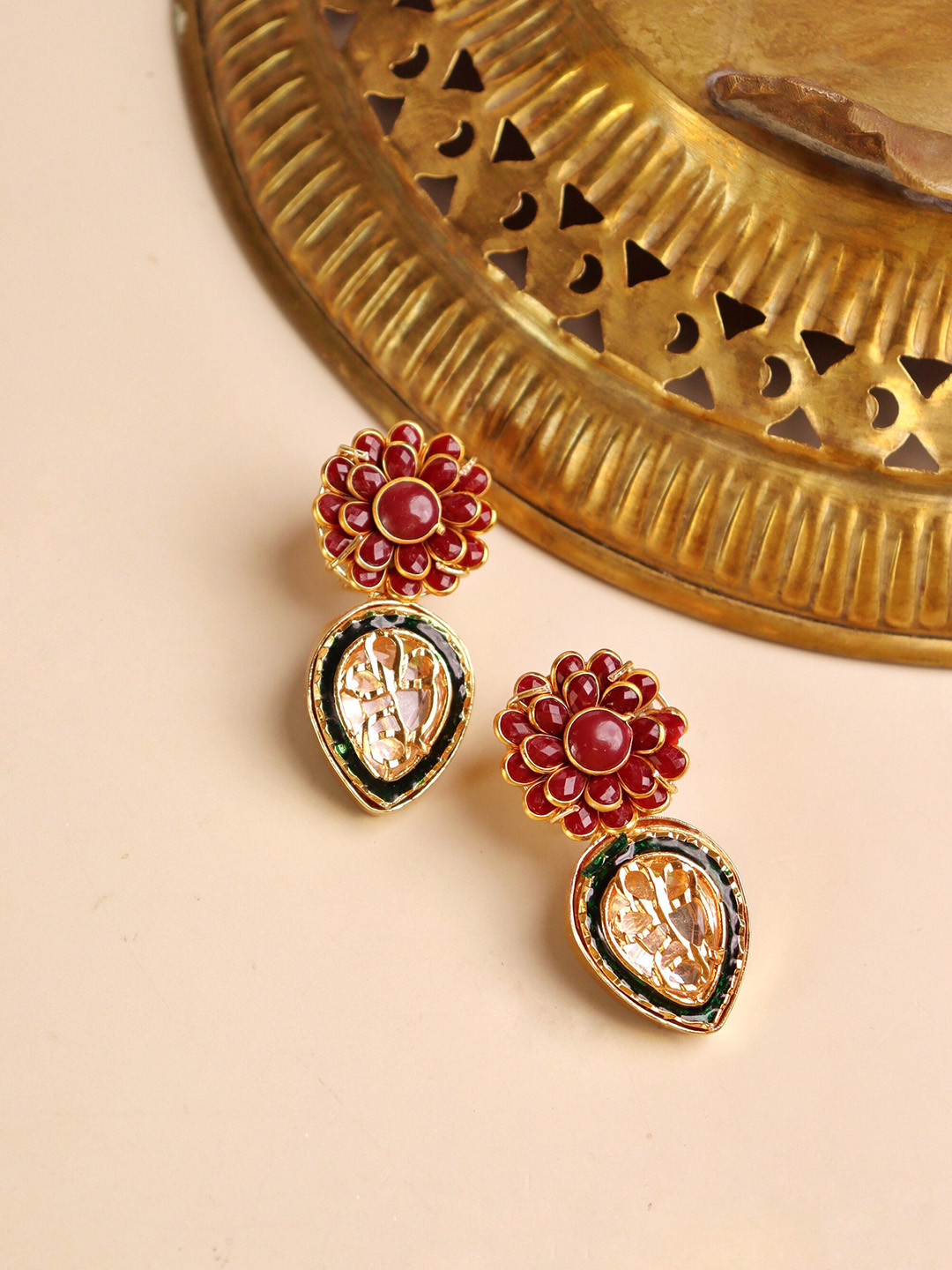 

CURIO COTTAGE Red Contemporary Drop Earrings