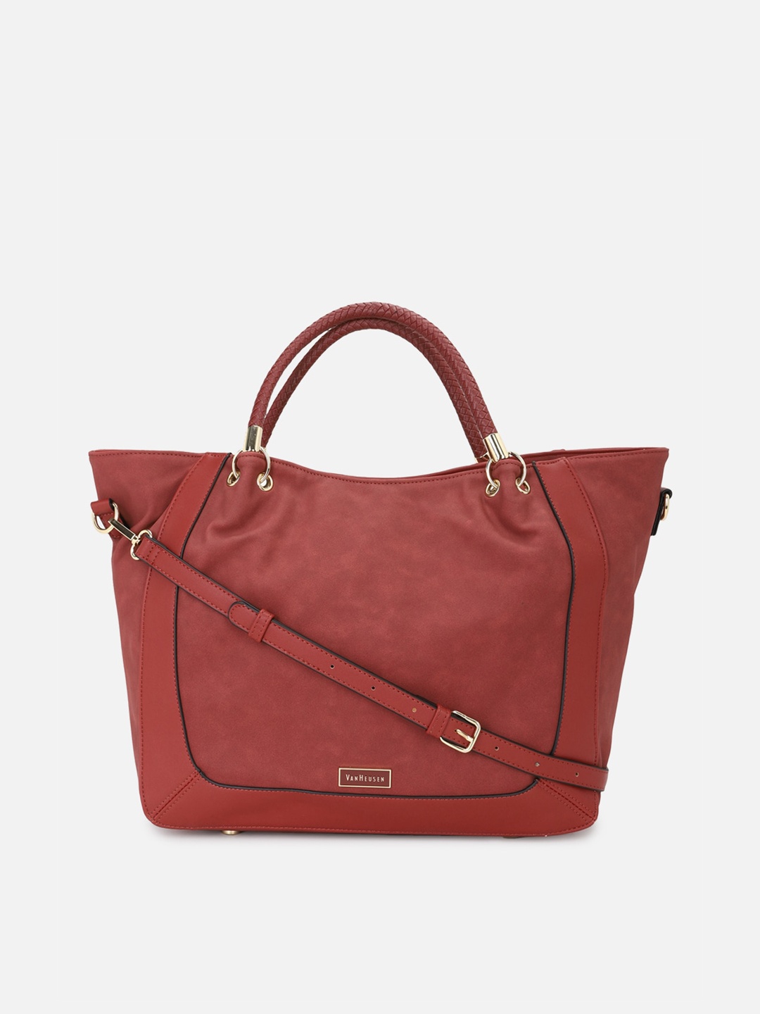 Van Heusen Woman Maroon PU Oversized Shopper Handheld Bag