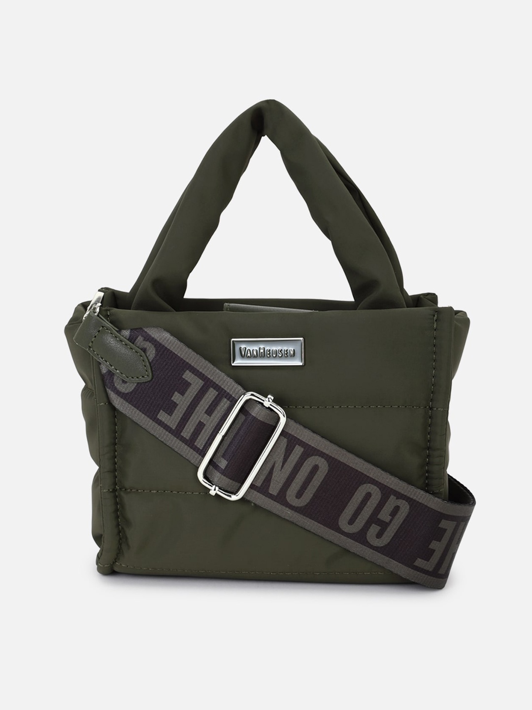 

Van Heusen Woman Olive Green PU Structured Handheld Bag with Quilted