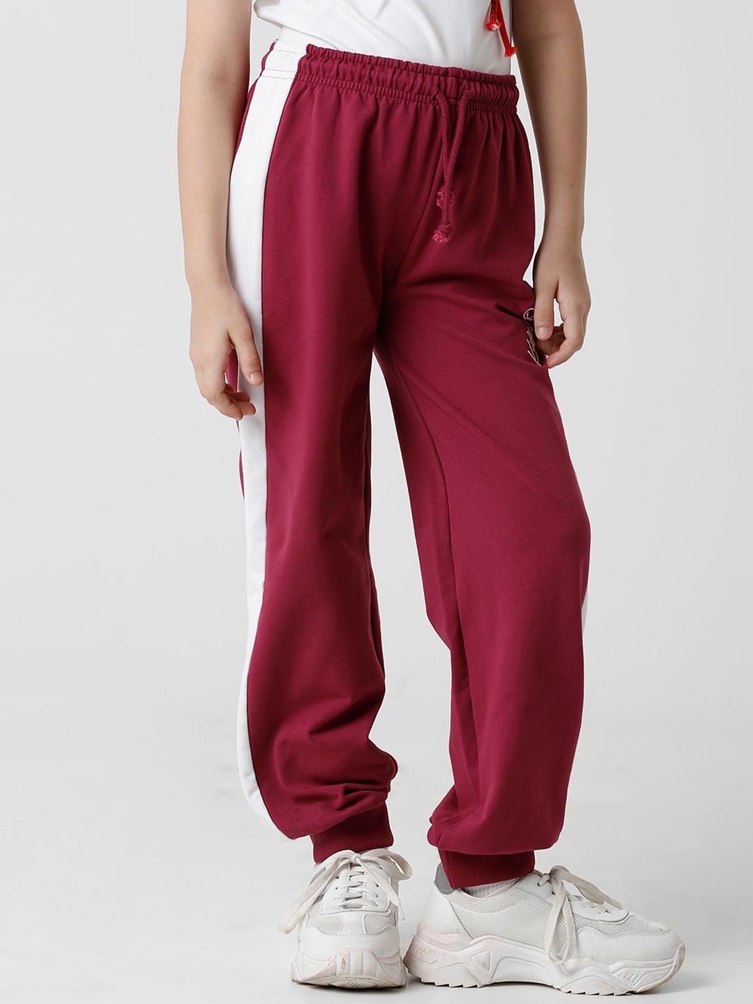 

KATE & OSCAR Girls Red Solid Cotton Track Pants