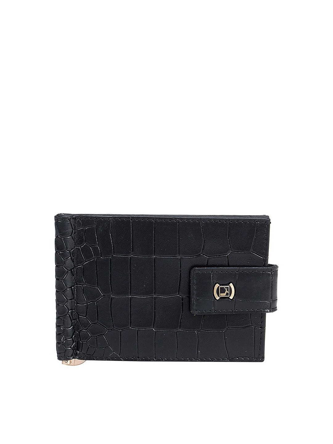 

Da Milano Men Black Textured Leather Money Clip Wallets