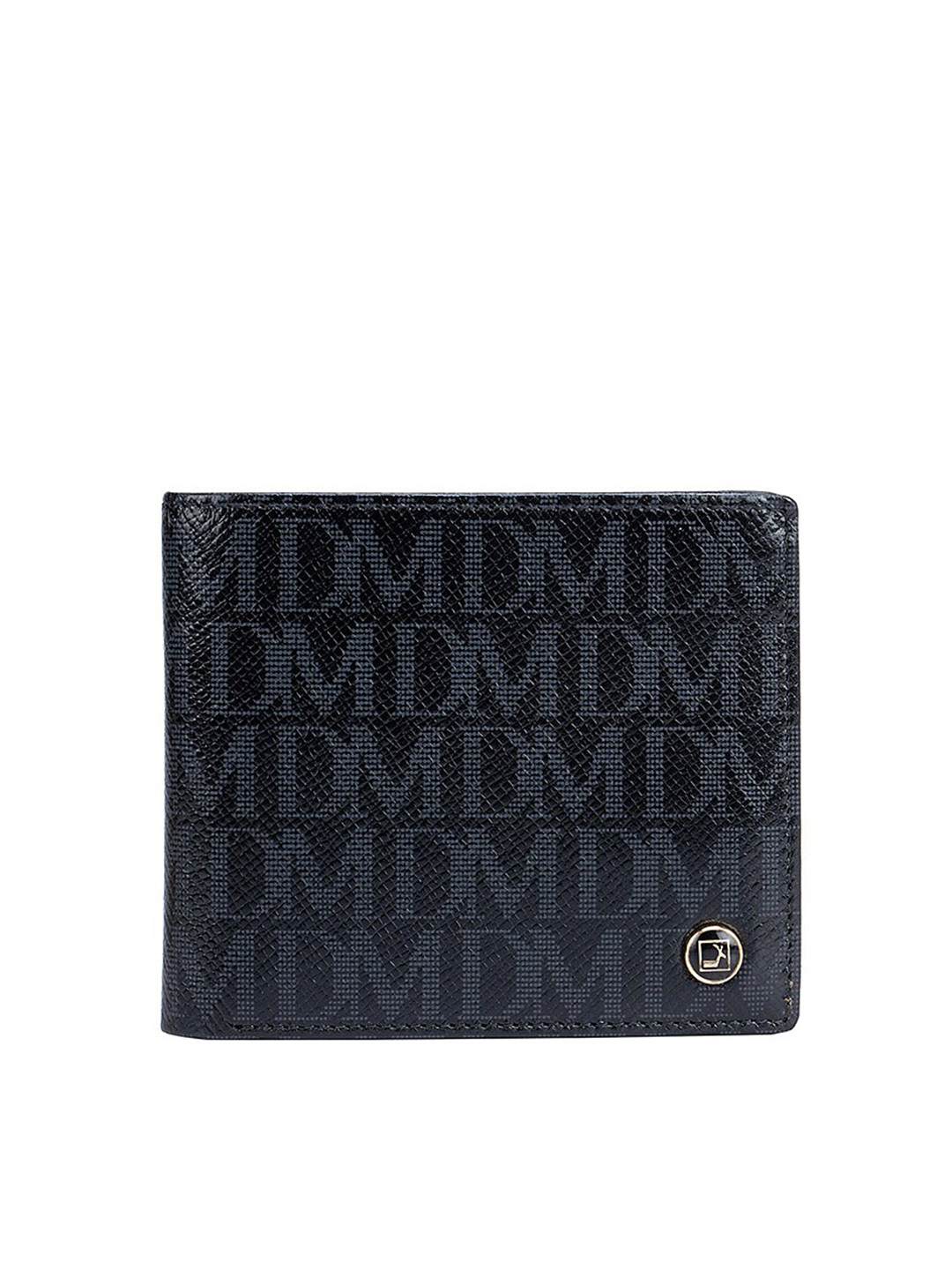 

Da Milano Men Black Typography Printed Leather Two Fold Wallet