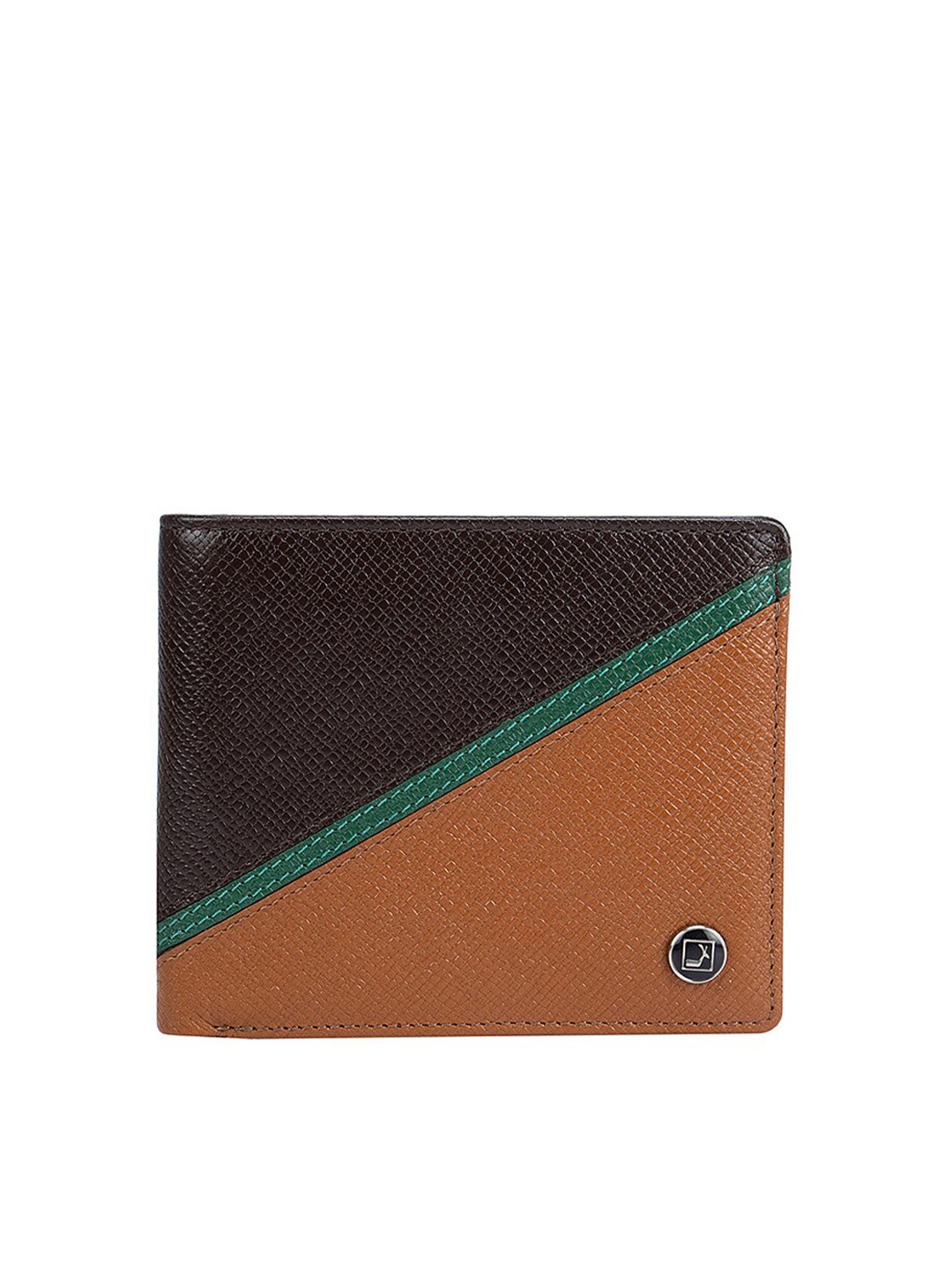 

Da Milano Men Brown Textured Leather Two Fold Wallet