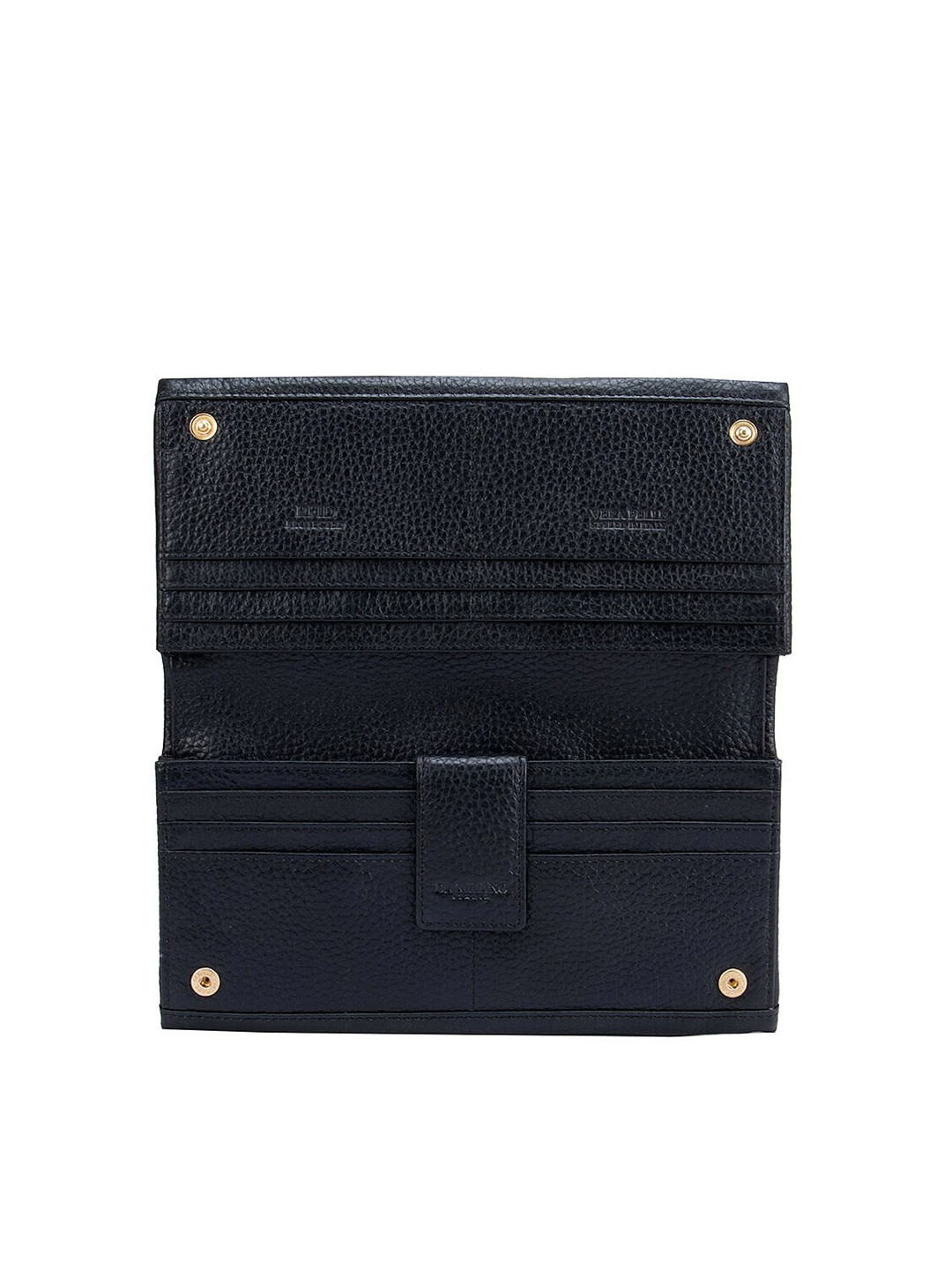 

Da Milano Women Black Textured Leather Two Fold Wallet