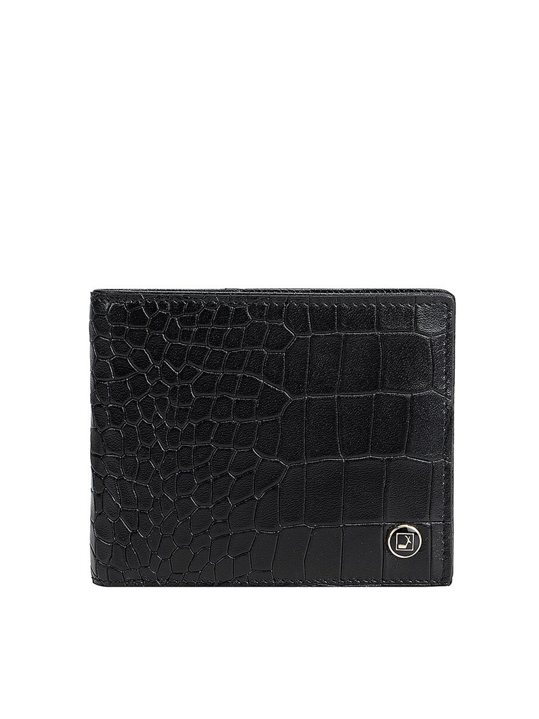 

Da Milano Men Black Textured Leather Two Fold Wallet