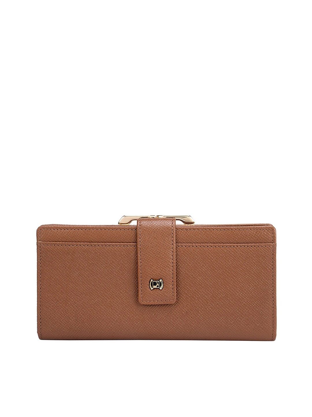 

Da Milano Women Brown & Gold-Toned Textured Leather Two Fold Wallet