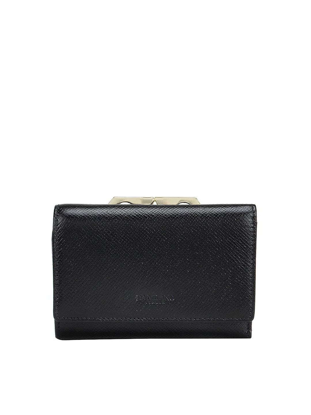 

Da Milano Women Black Textured Leather Two Fold Wallet