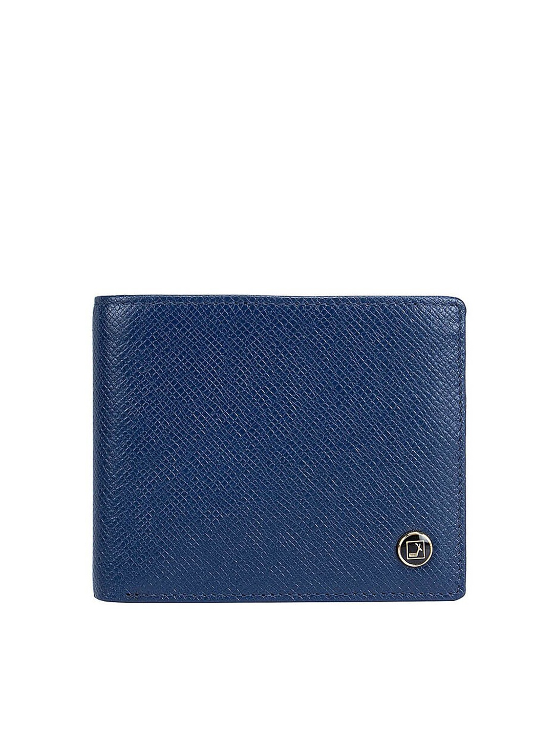 

Da Milano Men Blue & Black Textured Leather Two Fold Wallet