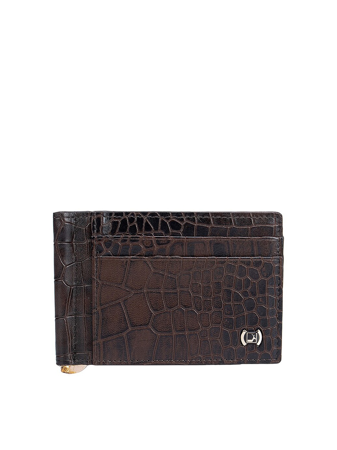 

Da Milano Men Coffee Brown Textured Leather Money Clip