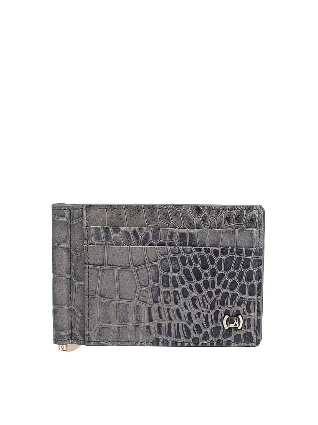

Da Milano Men Grey Animal Textured Leather Two Fold Wallet