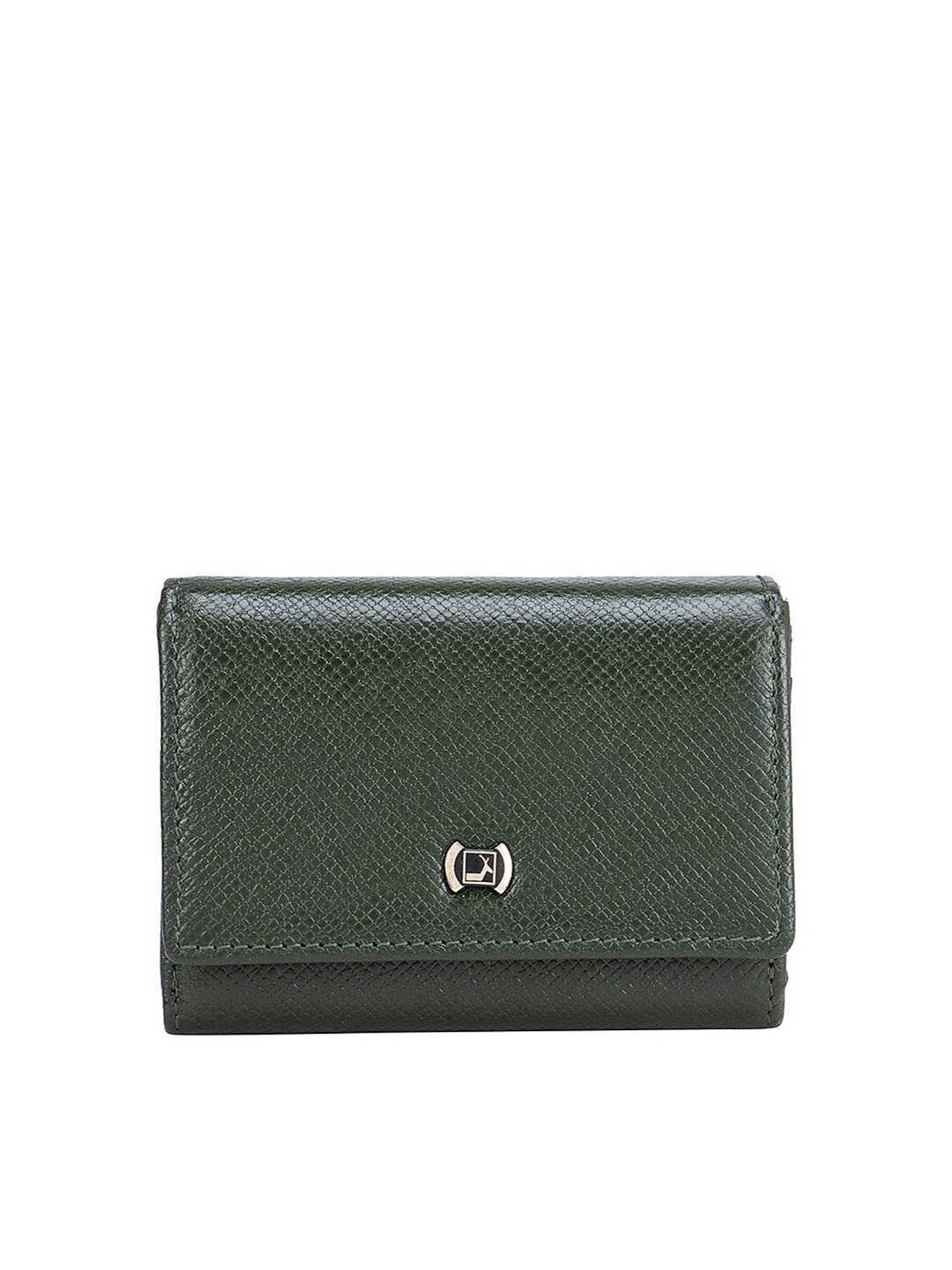 

Da Milano Women Green Textured Leather Two Fold Wallet