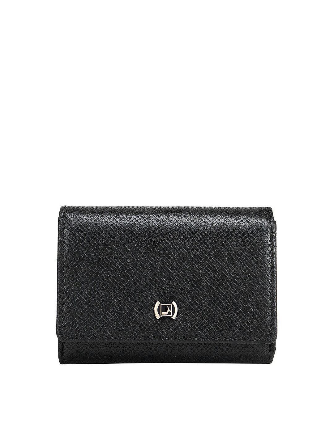

Da Milano Women Black Textured Leather Three Fold Wallet