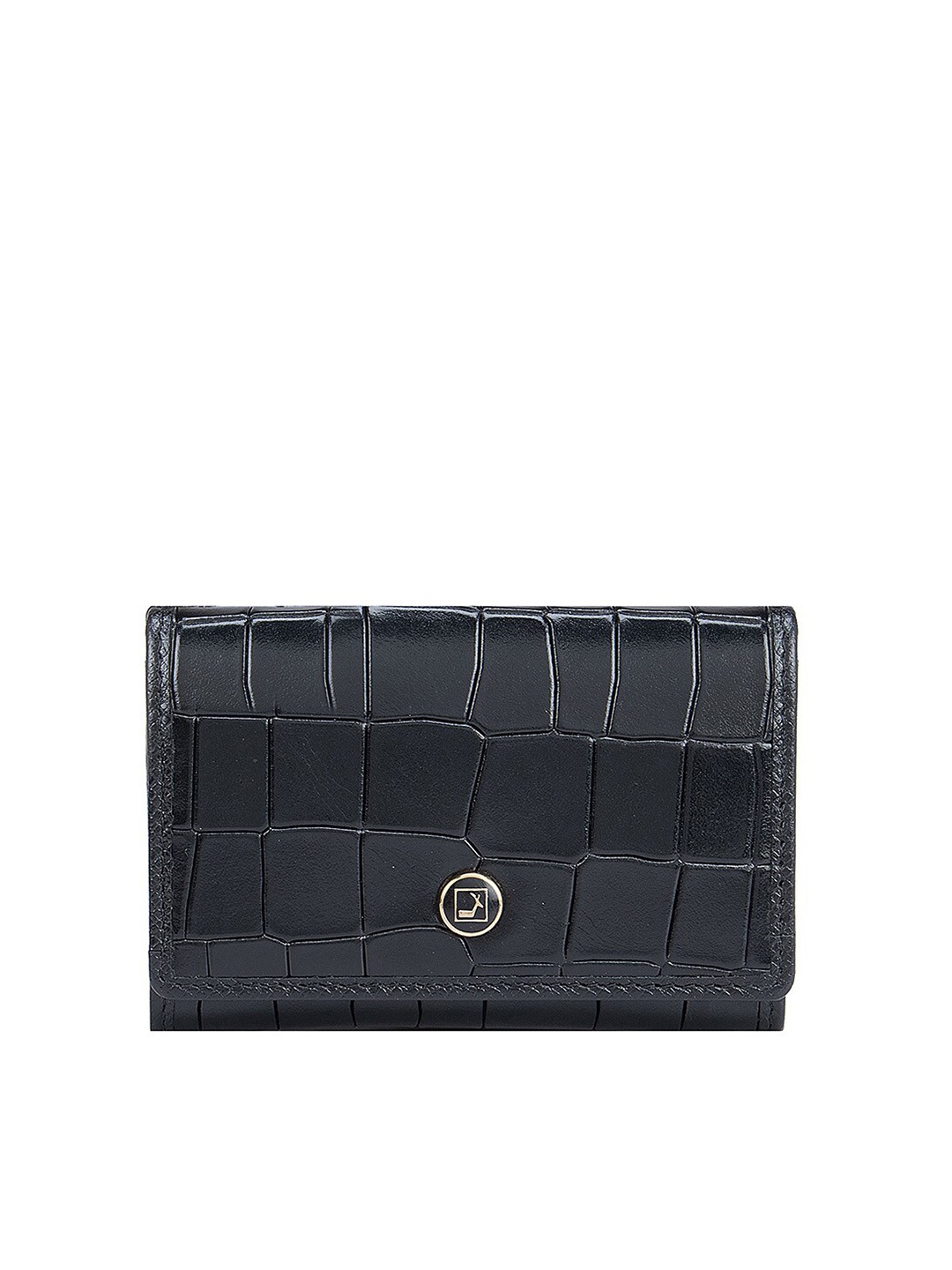 

Da Milano Men Black Textured Leather Card Holder