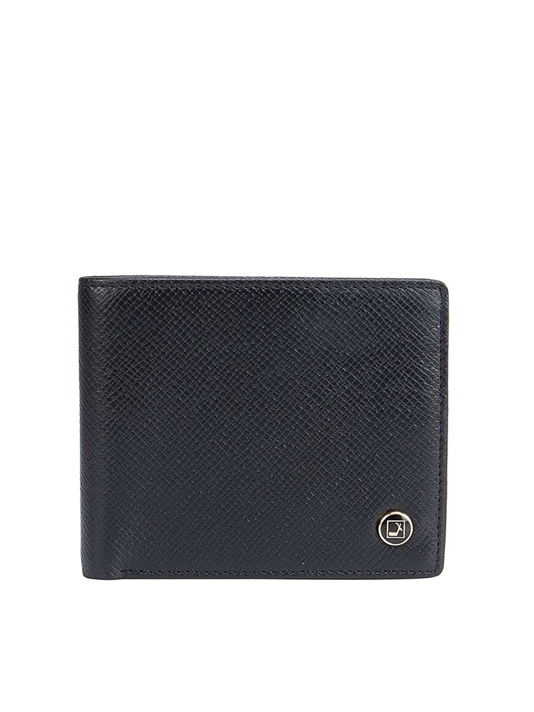

Da Milano Men Black Textured Leather Two Fold Wallet
