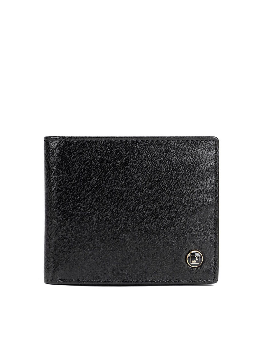 

Da Milano Men Black Textured Leather Two Fold Wallet