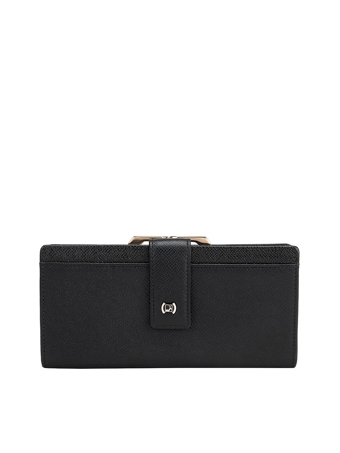 

Da Milano Women Black Textured Leather Two Fold Wallet