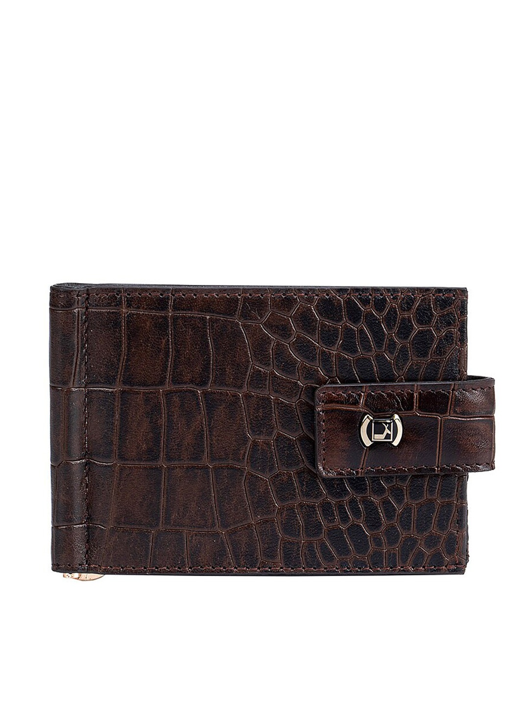 

Da Milano Men Brown Textured Leather Money Clip