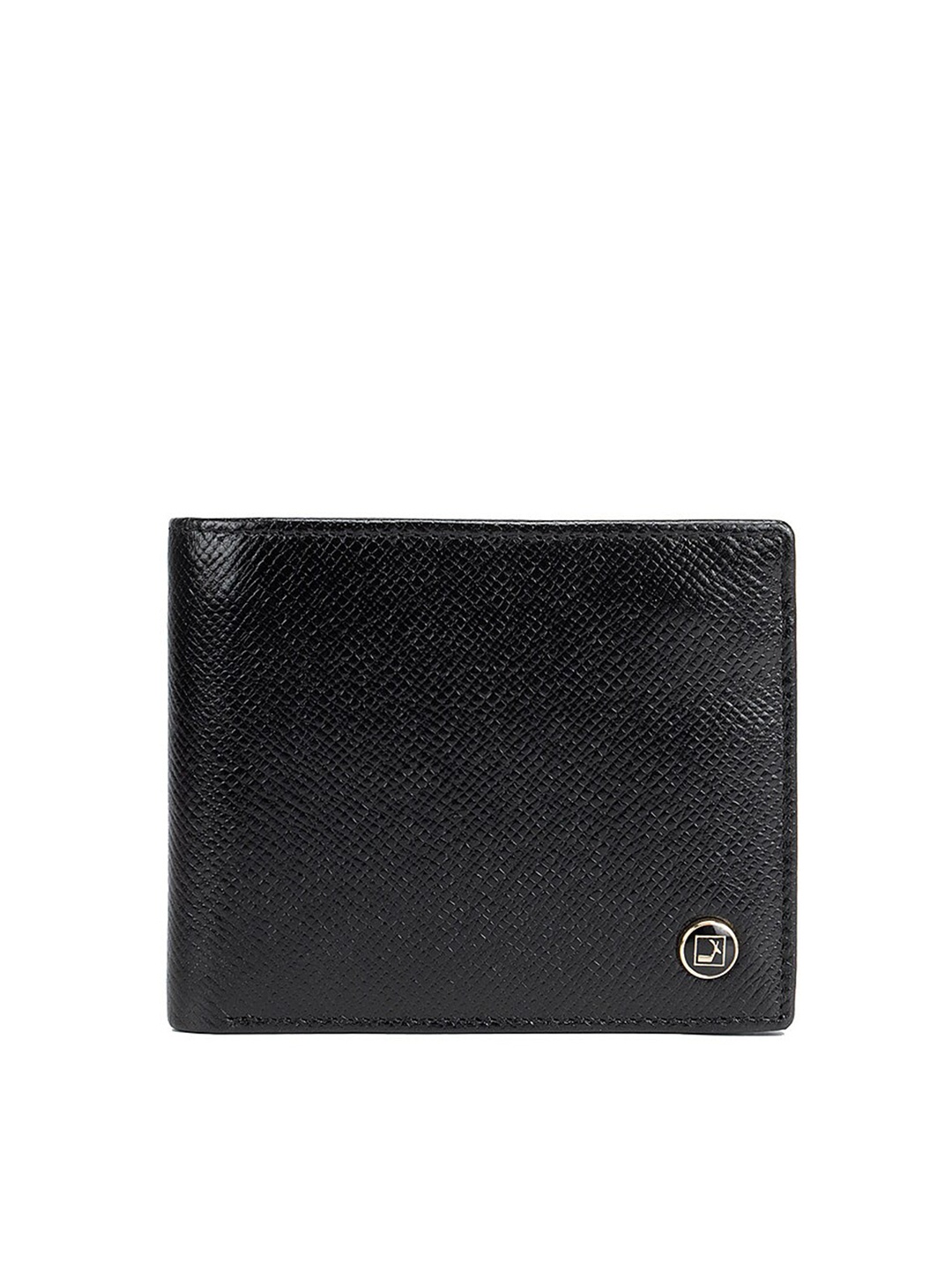 

Da Milano Men Black Textured Leather Two Fold Wallet