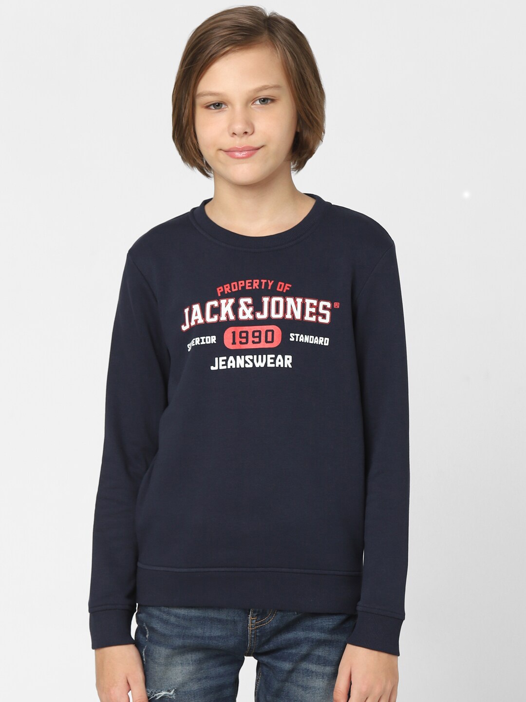 

Jack & Jones Junior Boys Navy Blue Printed Sweatshirt