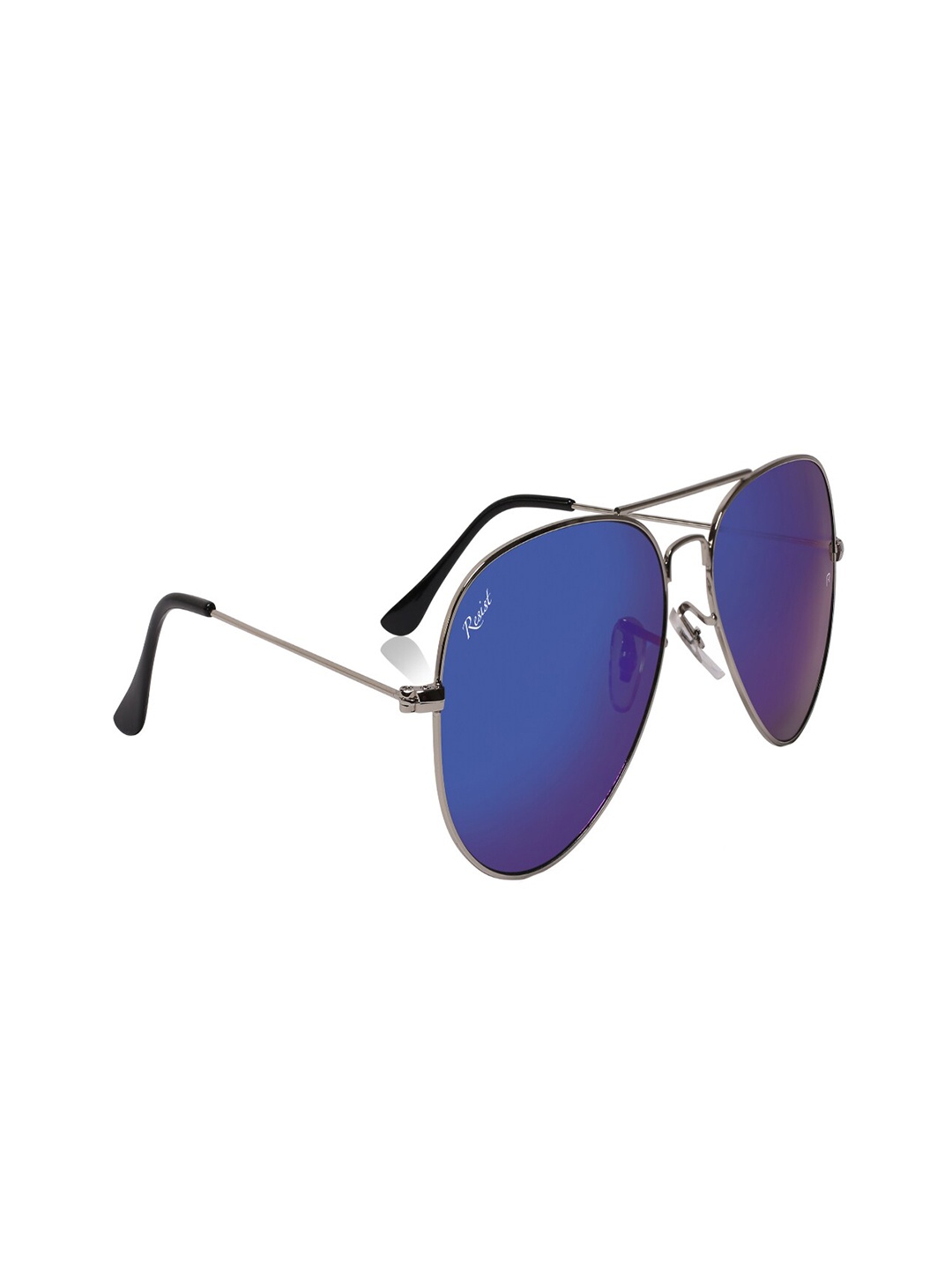 

RESIST EYEWEAR Unisex Blue Lens & Silver-Toned Aviator Sunglasses with UV Protected Lens