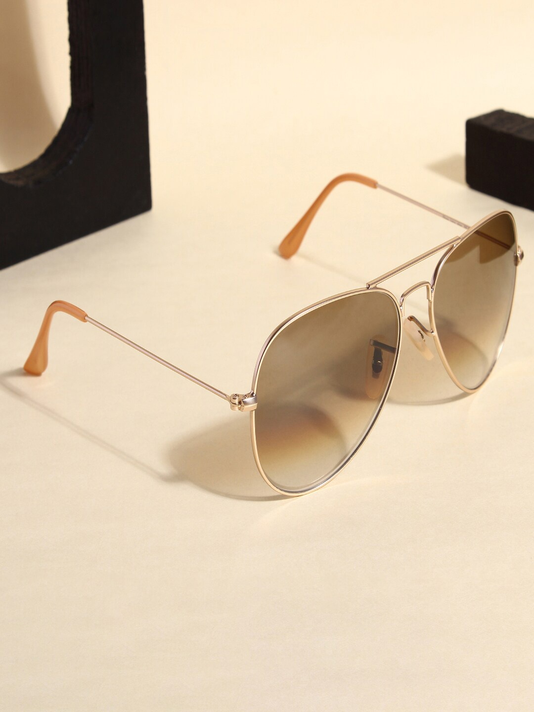 

RESIST EYEWEAR Unisex Brown Lens & Gold Aviator Sunglasses with UV Protected Lens AIRCRAFTS GOLD BROWN DC