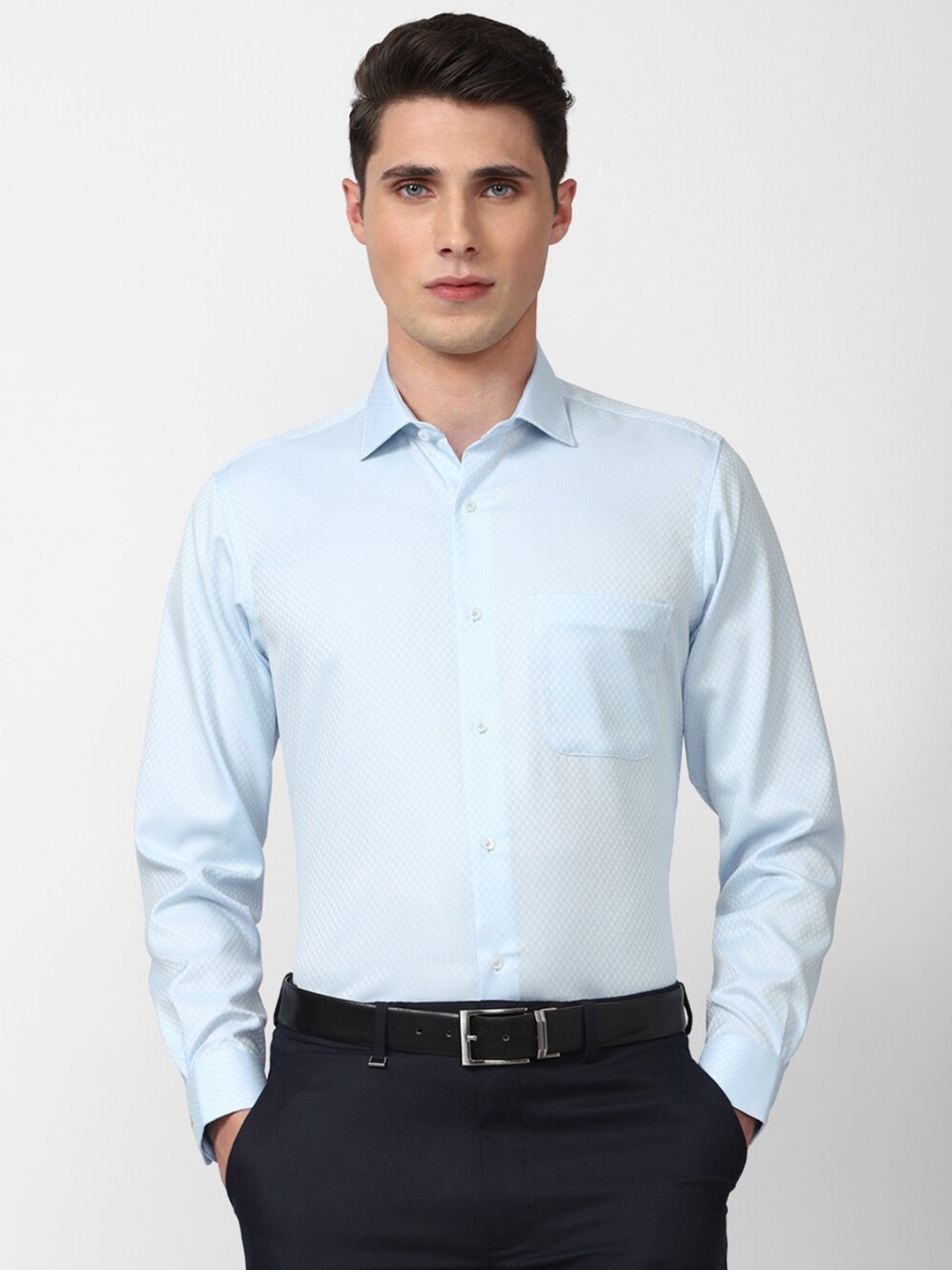 

Van Heusen Men Blue Cotton Formal Shirt