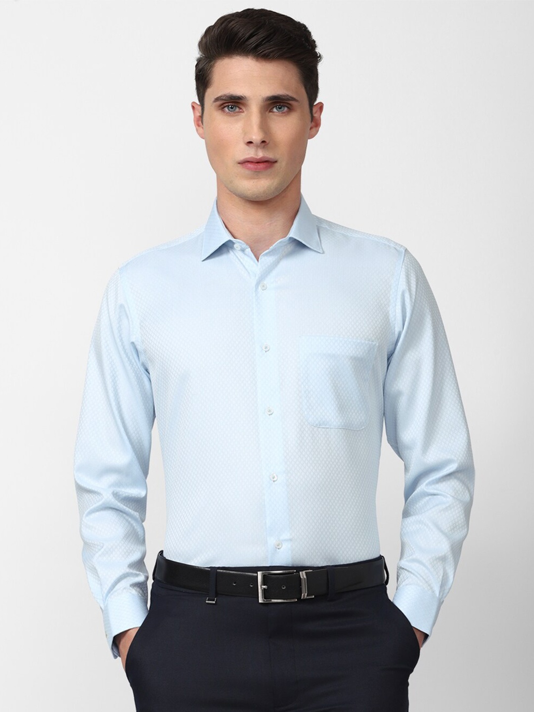 

Van Heusen Men Blue Cotton Formal Shirt