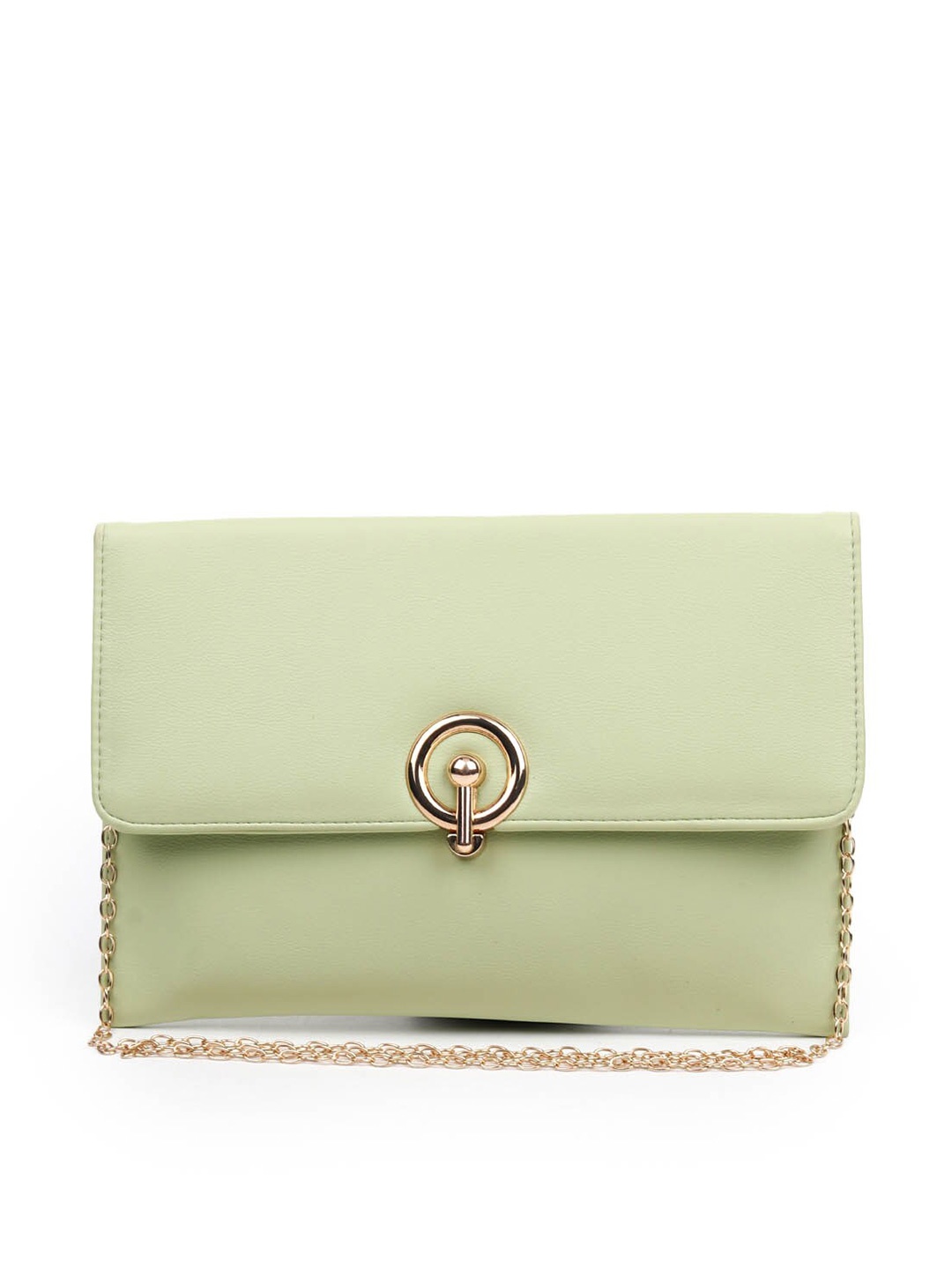

ODETTE Green & Gold-Toned Foldover Clutch